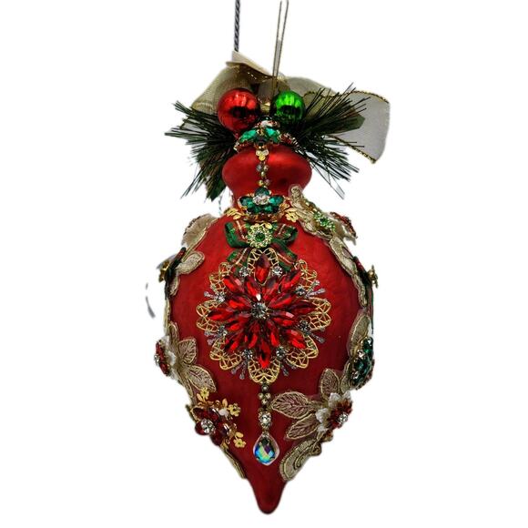 Mark Roberts Christmas 2024 King's Jewel Fancy Finial Ornament 8" Red Frosted - Picture 5 of 16